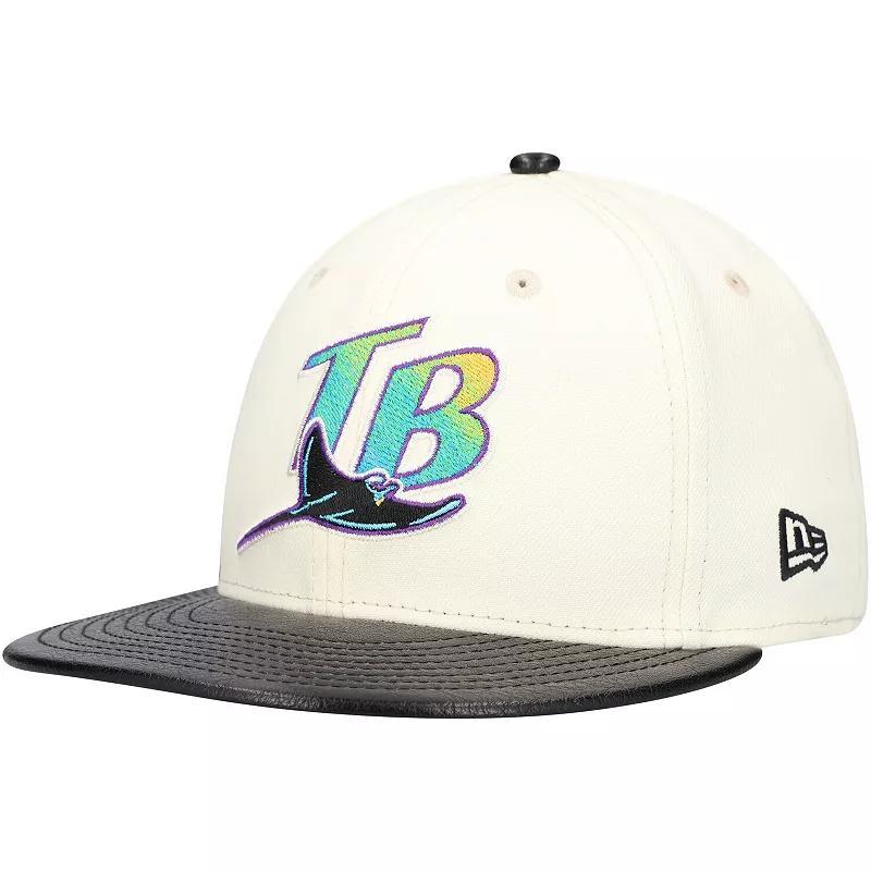 Mens New Era Cream Tampa Bay Rays Game Night Leather Visor 59FIFTY Fitted Hat Product Image