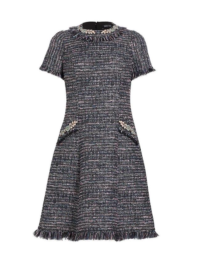 Womens Tweed Short-Sleeve Dress Product Image