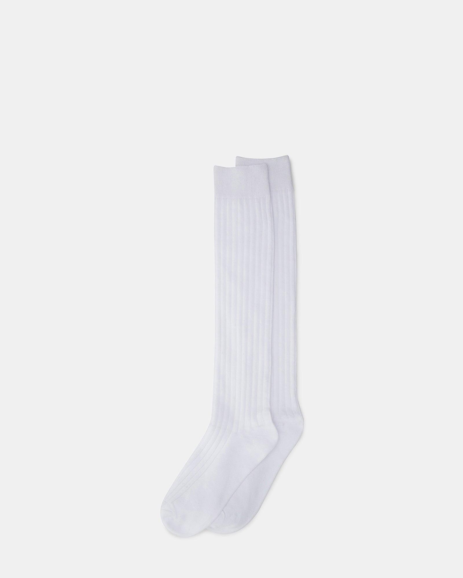 RIBBED KNEE HIGH SOCKS WHITE Product Image