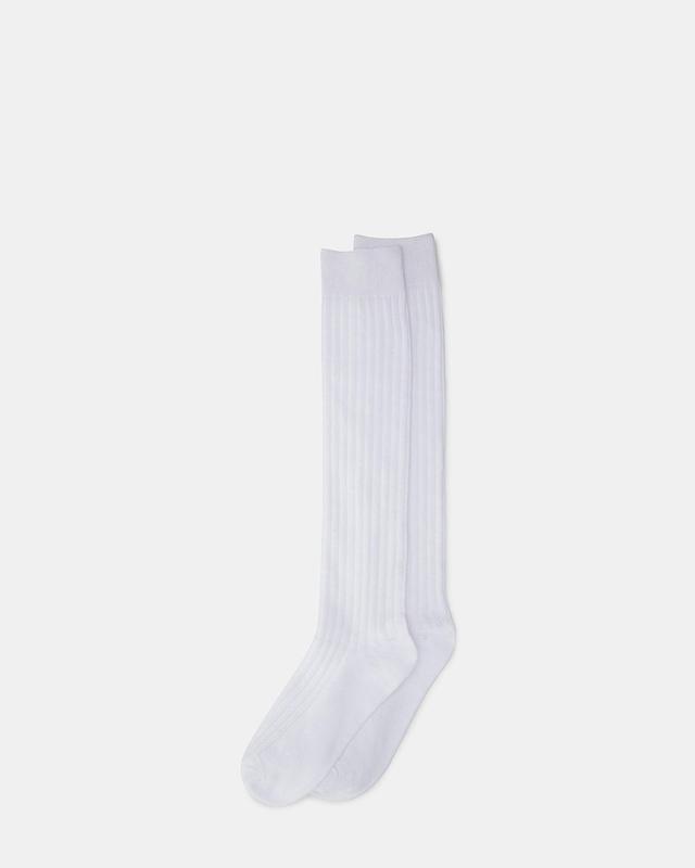 RIBBED KNEE HIGH SOCKS WHITE Female Product Image