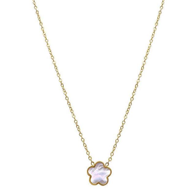 Adornia 14k Gold Plated White Mother-of-Pearl Clover Pendant Necklace, Womens Gold Tone Product Image