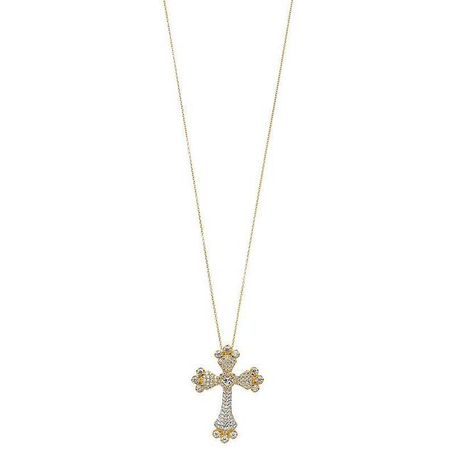 Rosabella Sterling Silver & Cubic Zirconia Cross Pendant Necklace, Womens Product Image