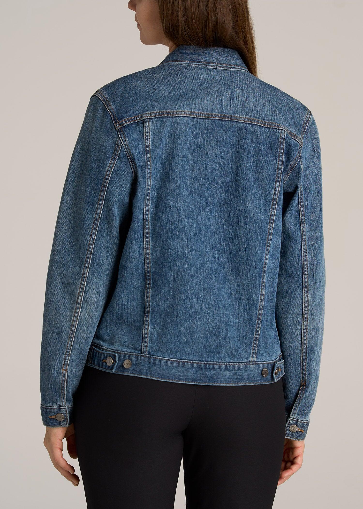 Tall Women's Denim Jacket in Vintage Medium Blue Female Product Image