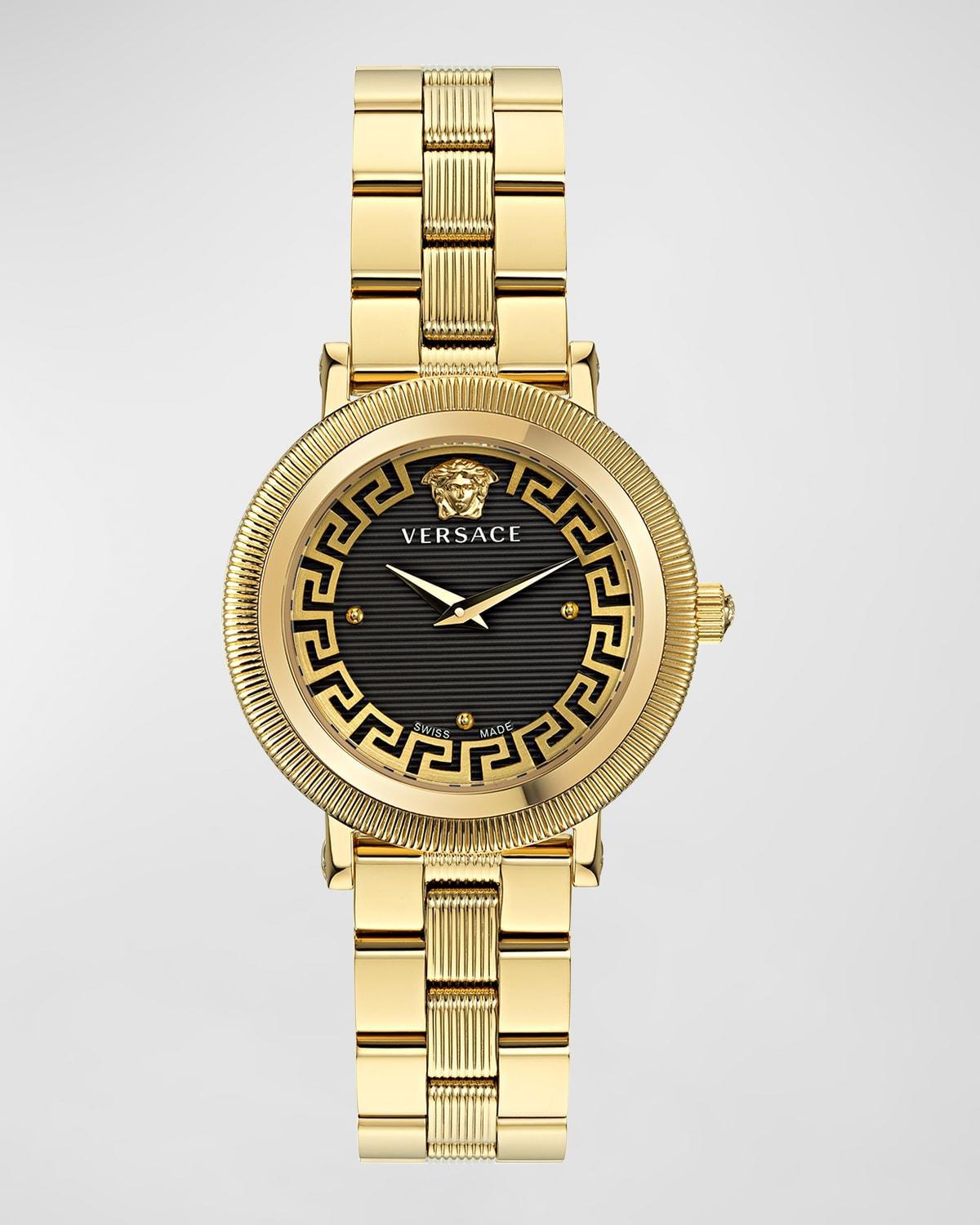 Mens Greca Flourish IP Yellow Gold Stainless Steel Bracelet Watch/35MM Product Image