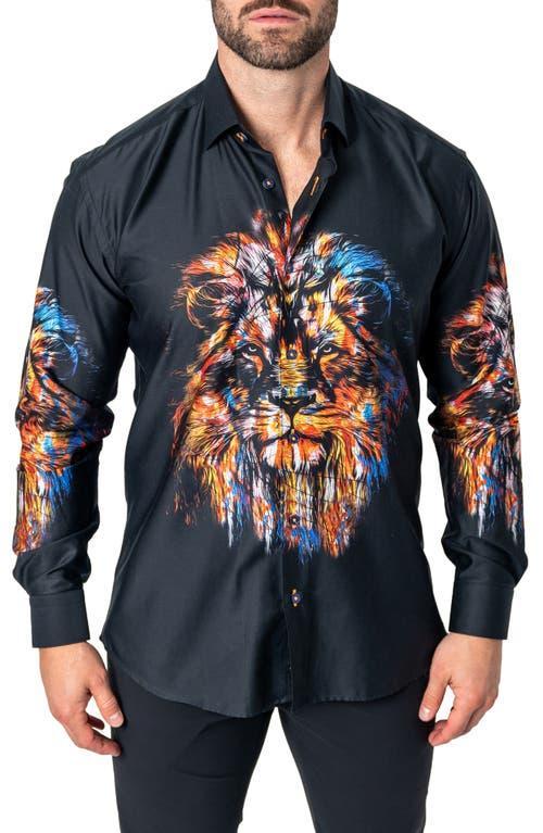 Maceoo Fibonacci Lion Ink Regular Fit Cotton Button-Up Shirt Product Image