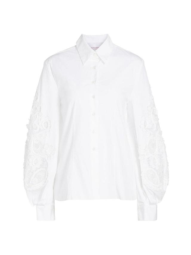 Womens Cabana Embroidered Puff-Sleeve Blouse Product Image