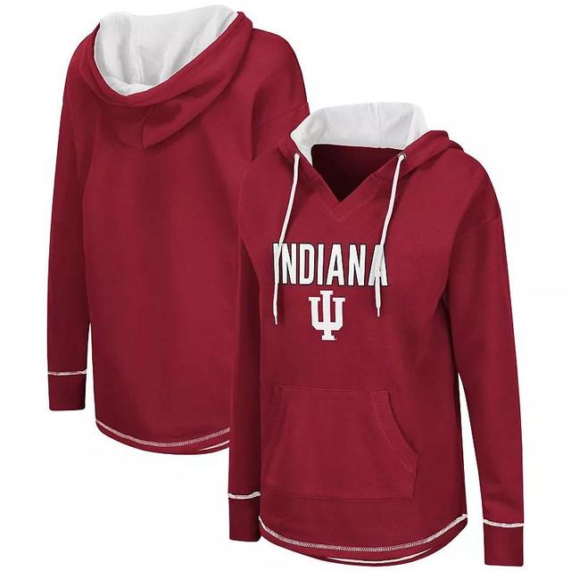 Womens Colosseum Crimson Indiana Hoosiers Tunic V-Neck Pullover Hoodie Product Image