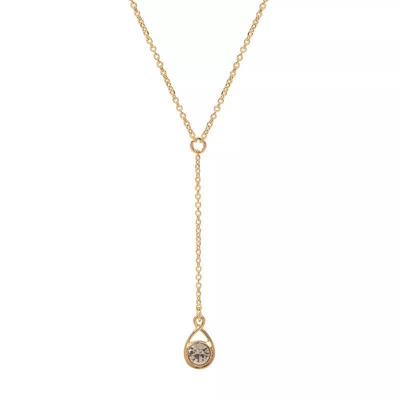 LC Lauren Conrad Gold Tone Crystal Drop Y Necklace, Womens, Clear Product Image