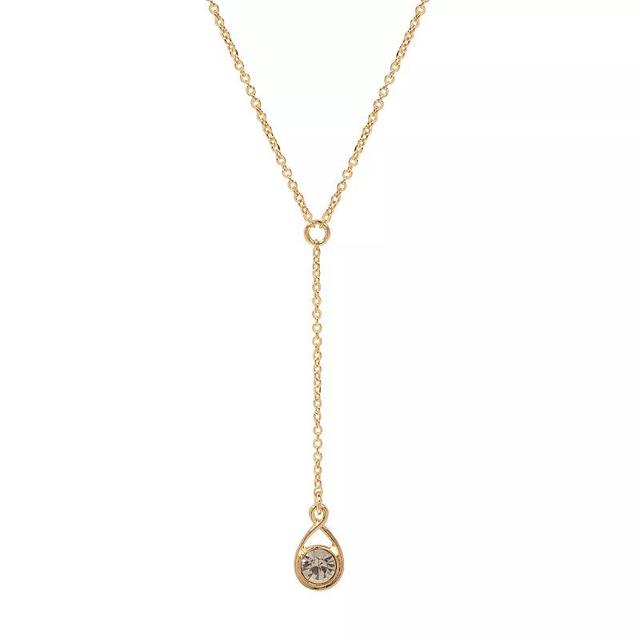 LC Lauren Conrad Gold Tone Crystal Drop Y Necklace, Womens, Clear Product Image