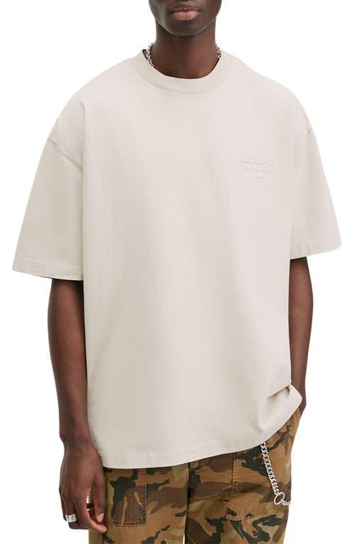 ALLSAINTS Xander Flocked Logo Oversized T-shirt In Muted White Product Image