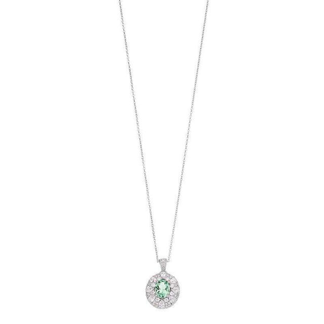 SIRI USA by TJM Sterling Silver Lab-Created Green Quartz & White Cubic Zirconia Halo Pendant Necklace, Womens Product Image