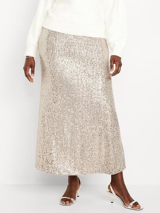 High-Waisted Sequin Maxi Skirt Product Image