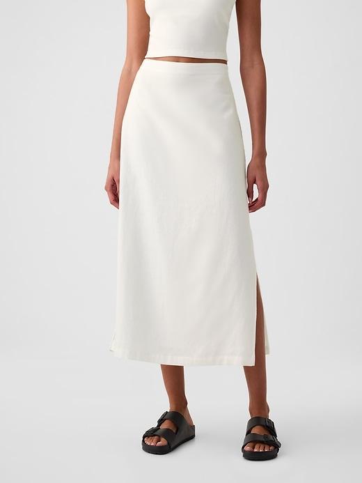 Linen-Blend Maxi Skirt Product Image