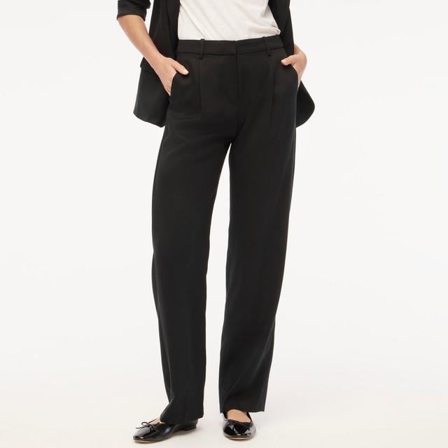 Wide-leg pleated twill trouser pant Product Image