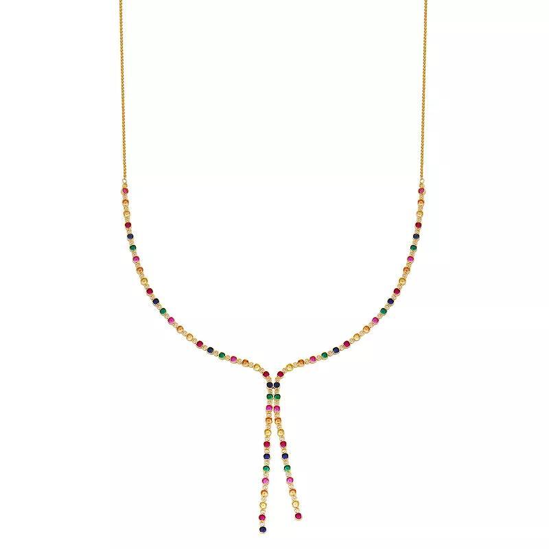 18k Gold Over Silver Gemstone Necklace, Womens Gold Tone Product Image