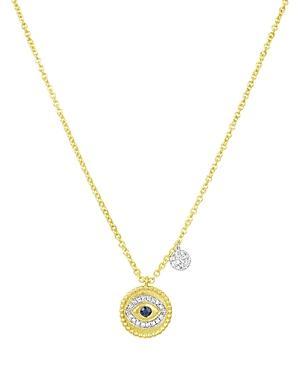 Womens 14K Yellow Gold, Diamond & Sapphire Eye Necklace Product Image