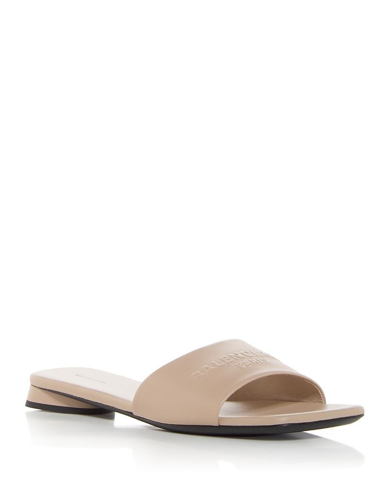 Balenciaga Womens Embossed Logo Slide Sandals Product Image