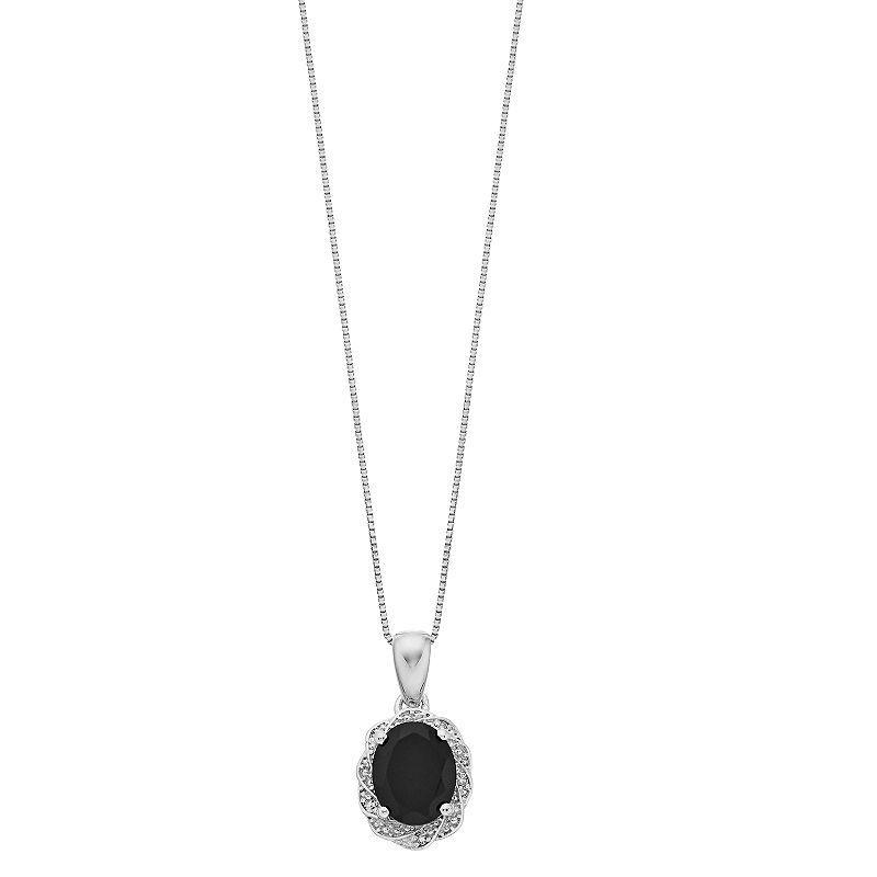 Gemminded Sterling Silver Onyx & Diamond Accents Pendant Necklace, Womens Product Image