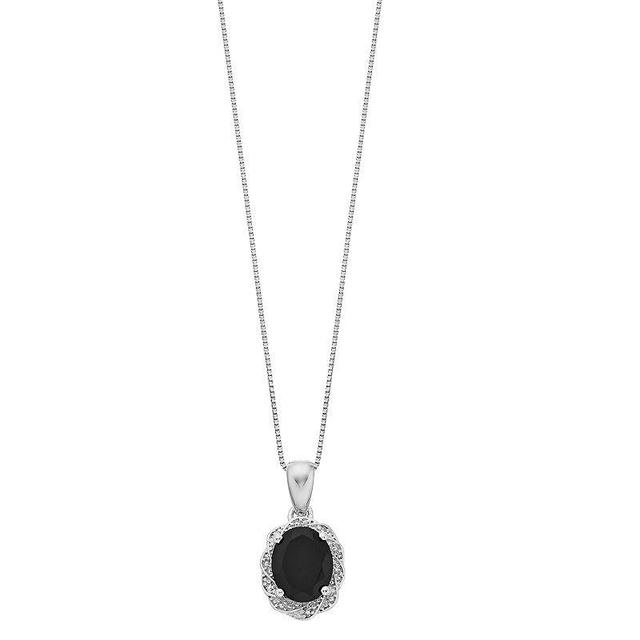 Gemminded Sterling Silver Onyx & Diamond Accents Pendant Necklace, Womens Product Image