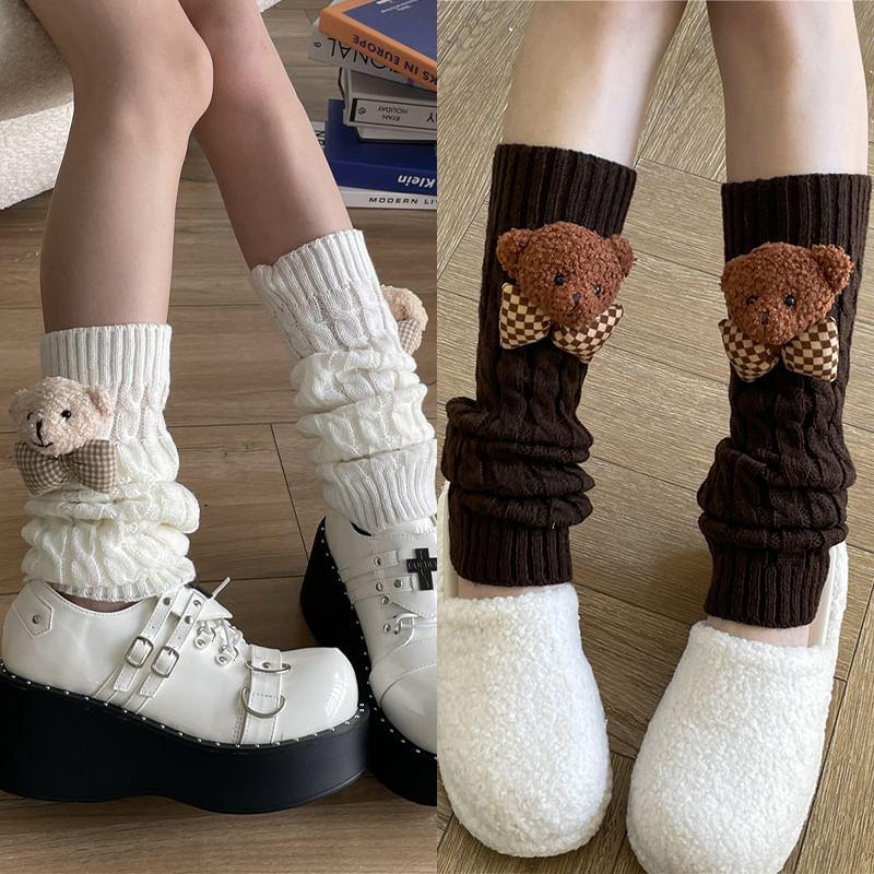 Bear Cable Knit Leg Warmers / Set Product Image