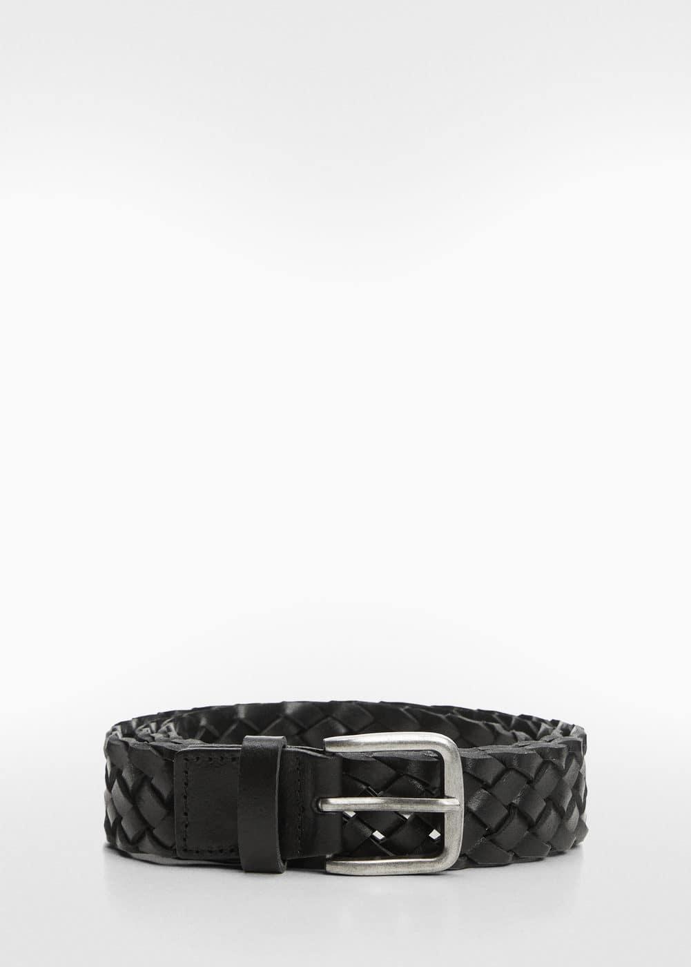 MANGO MAN - Braided leather belt blackMen Product Image