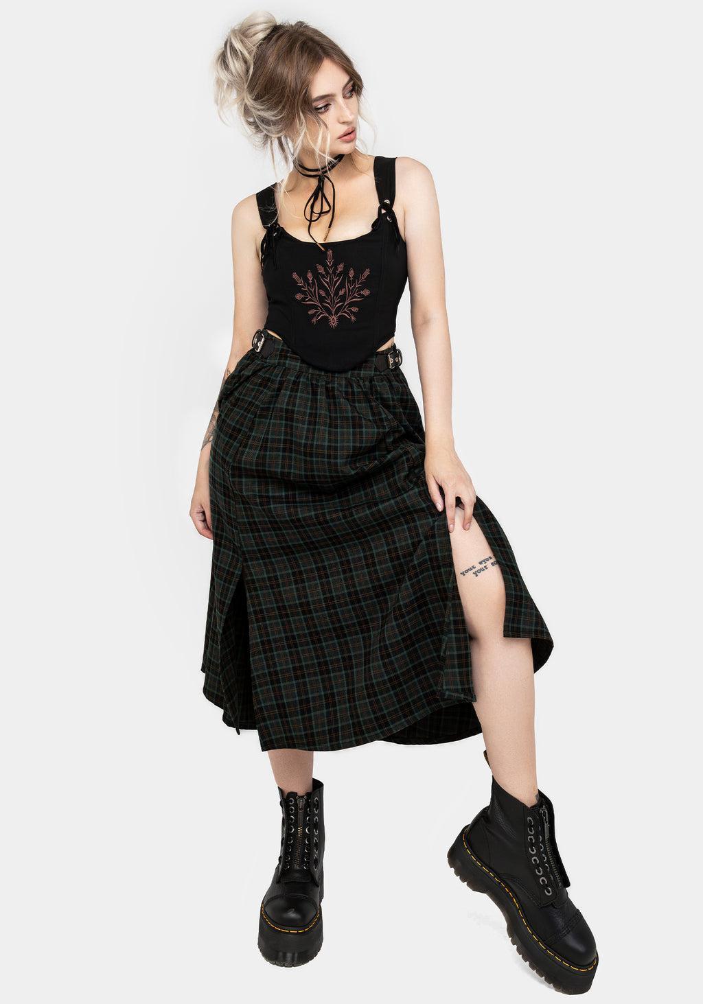 Nightingale Buckled Check Midi Skirt Product Image