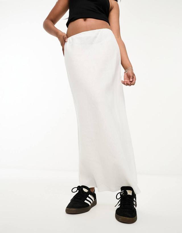 ASOS DESIGN linen bias midi skirt in natural  Product Image