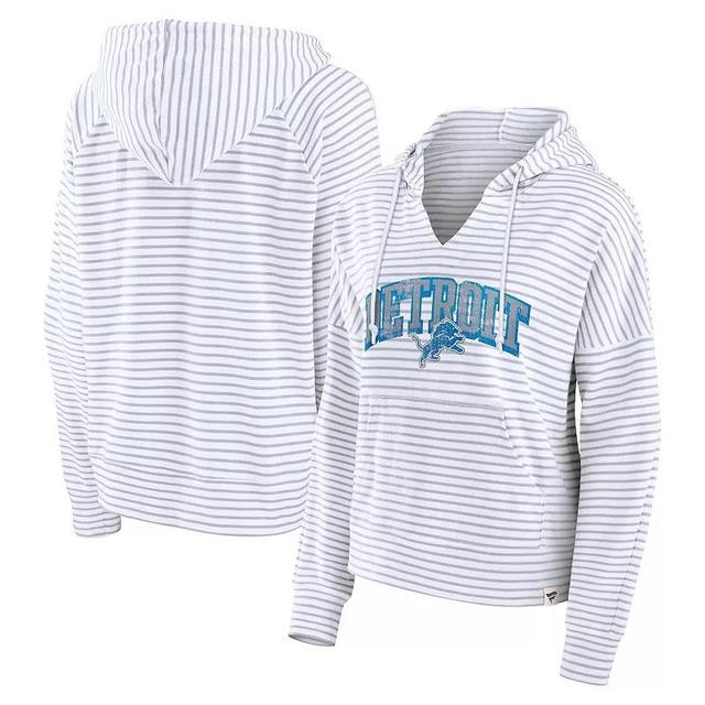 Fanatics Womens / Minnesota Vikings Striped Notch Neck Pullover Hoodie - White Product Image