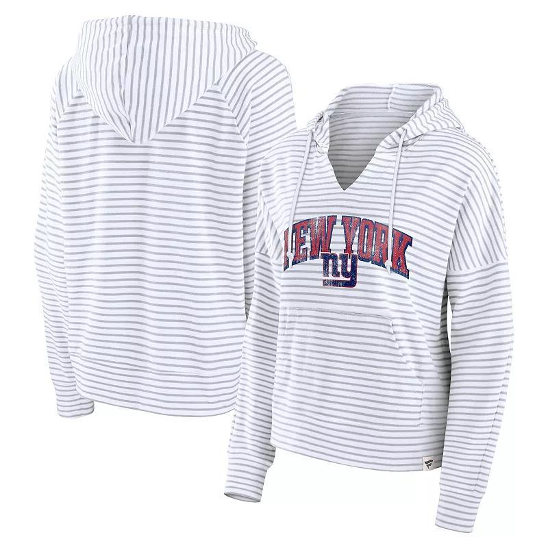 Womens Fanatics /Gray New York Giants Striped Notch Neck Pullover Hoodie Product Image