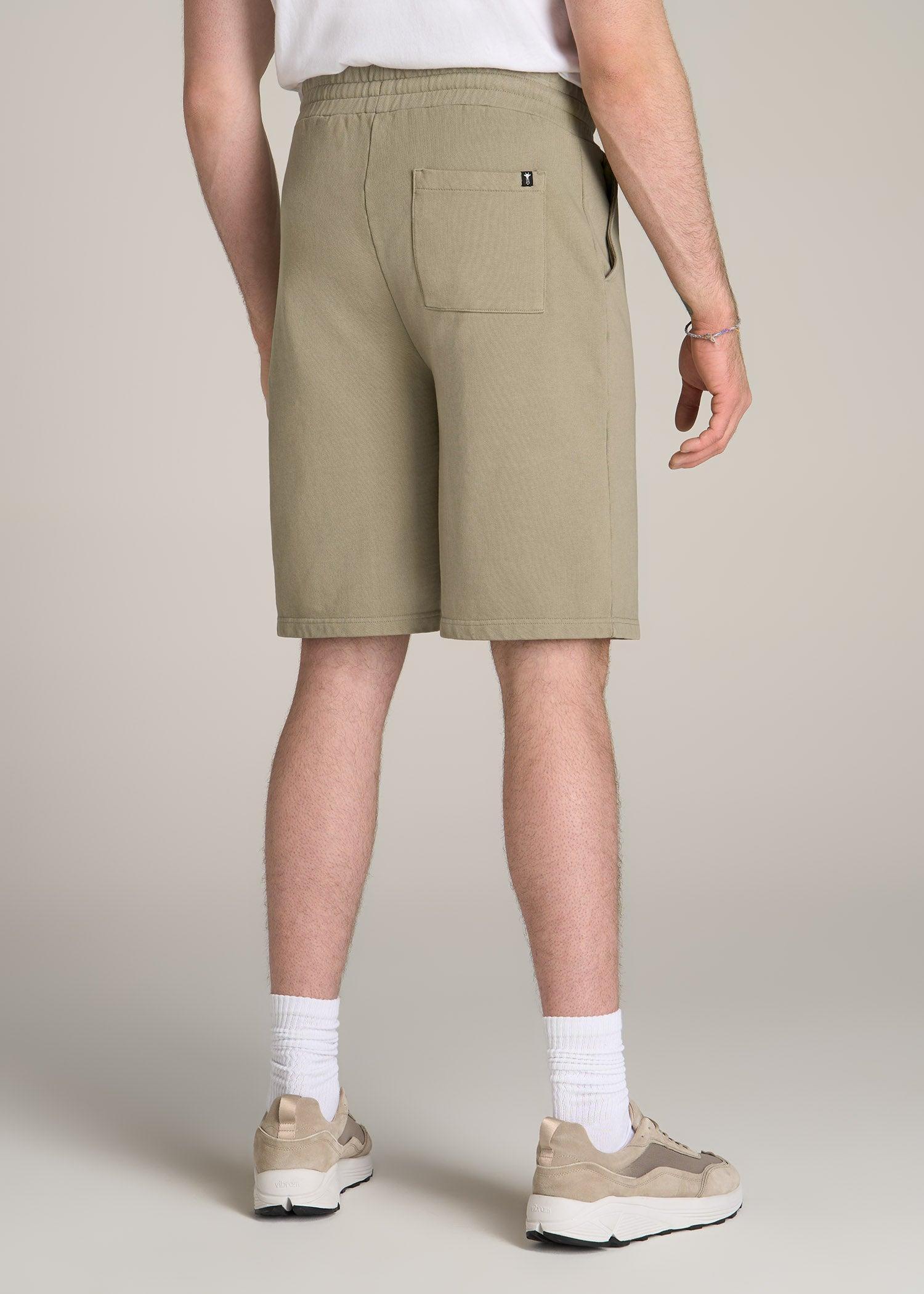 Wearever Garment-Dyed French Terry Sweat Shorts for Tall Men in Khaki Product Image