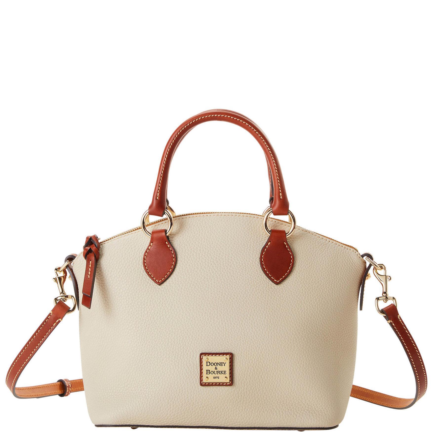 Dooney & Bourke Womens Pebble Grain Leather Satchel Bag in Bone Product Image