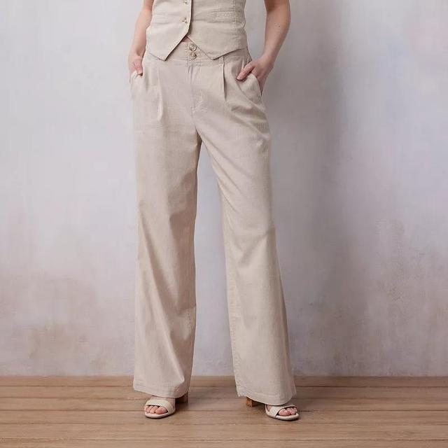 Womens LC Lauren Conrad High-Rise Wide-Leg Pleated Pants Product Image