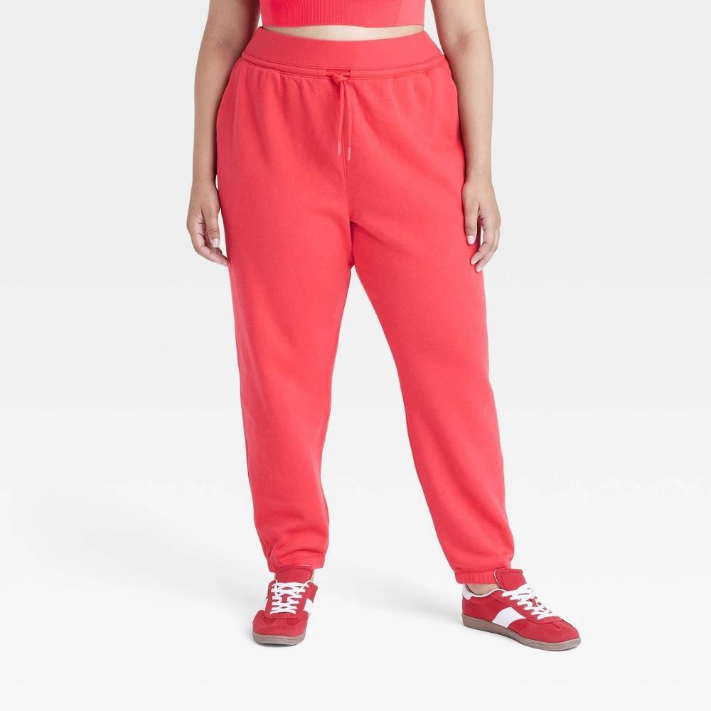 Womens Fleece High-Rise Jogger Sweatpants - All In Motion Red 3X Product Image