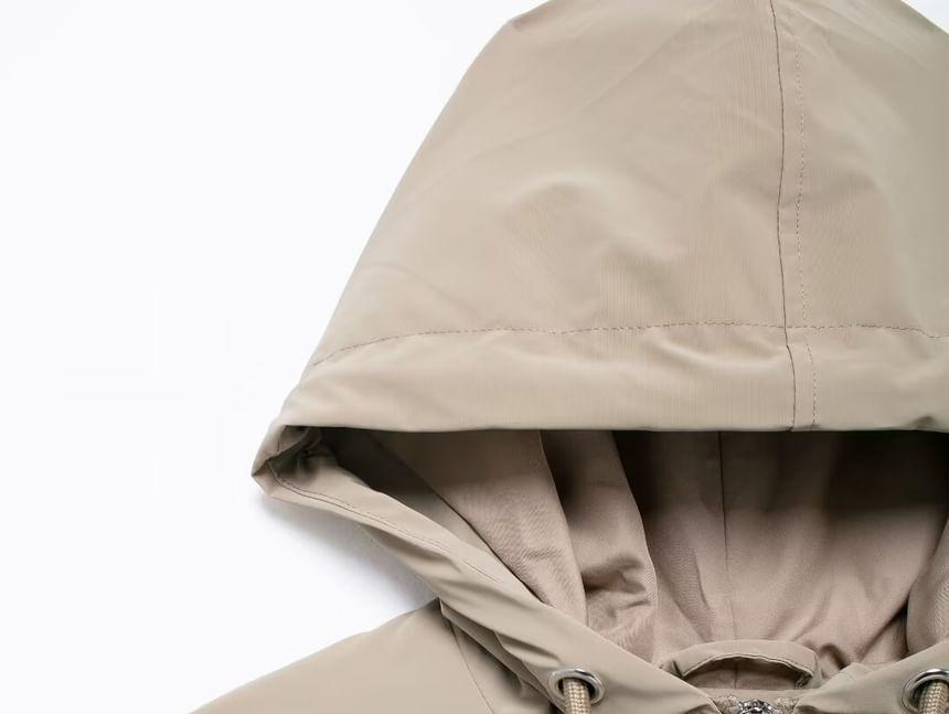 Hooded Plain Zip Up Jacket Product Image