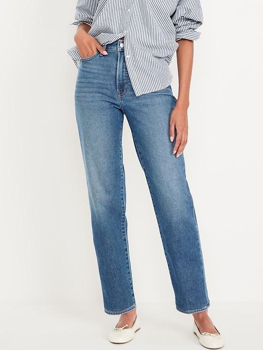 High-Waisted Built-In Warm OG Straight Ankle Jeans Product Image