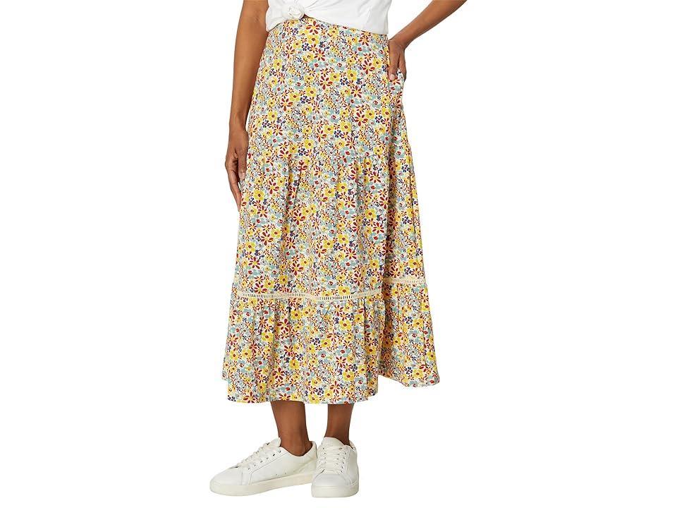 Toad&Co Marigold Tiered Midi Skirt (Barley Multi Floral Print) Women's Skirt Product Image