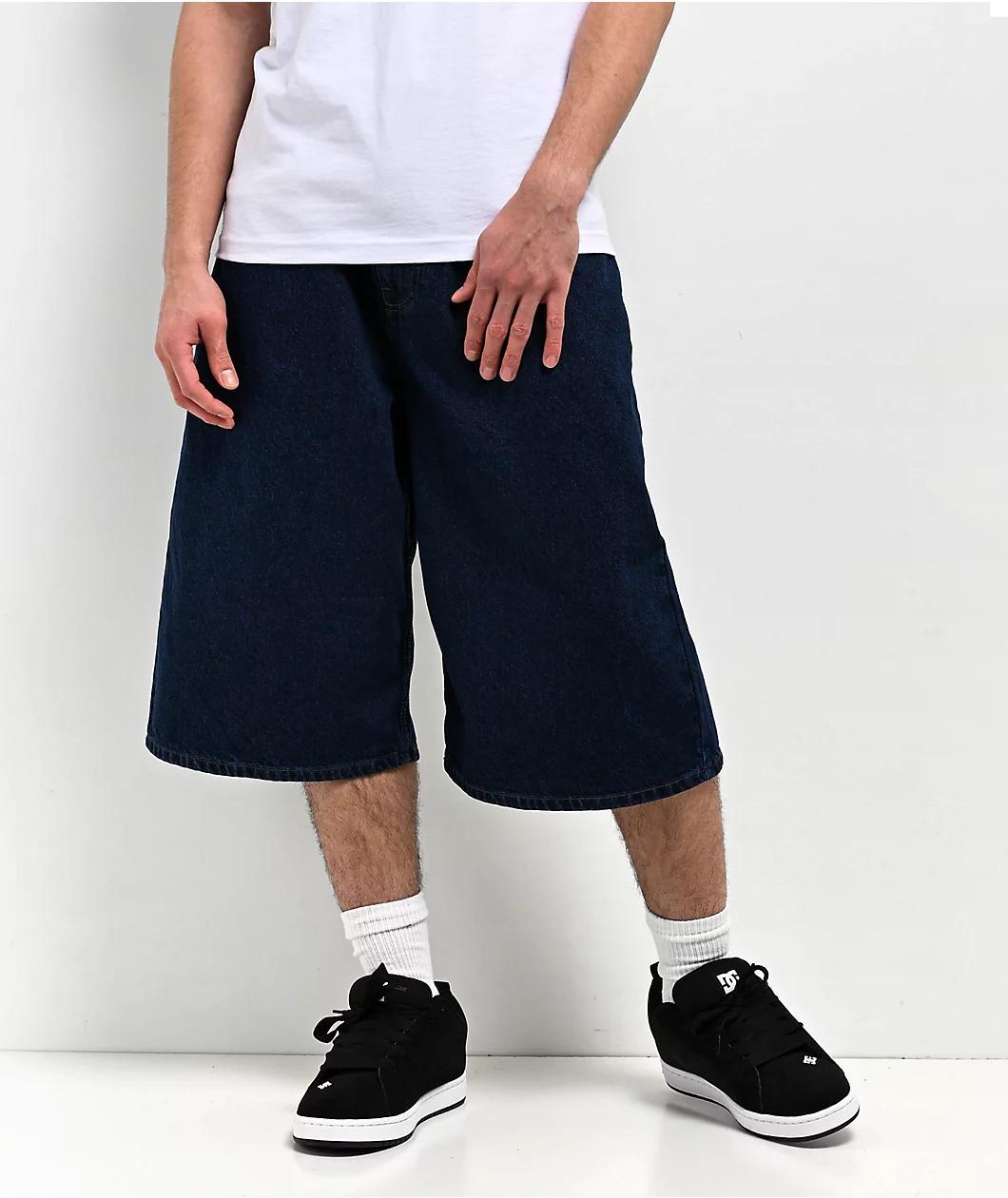 Empyre Ultra Wide- Dark Blue Skate Jean Shorts Product Image