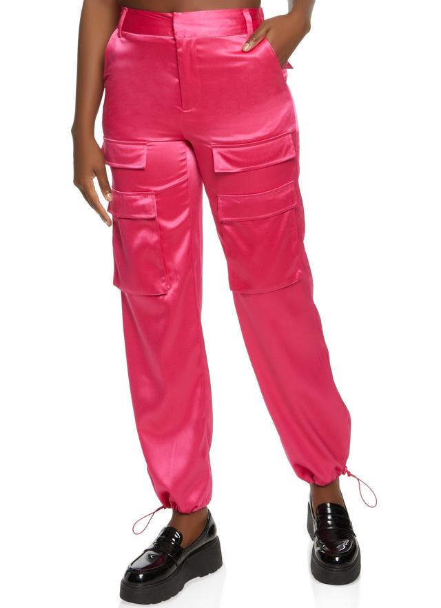 Womens Satin Front Cargo Pocket Pants Product Image