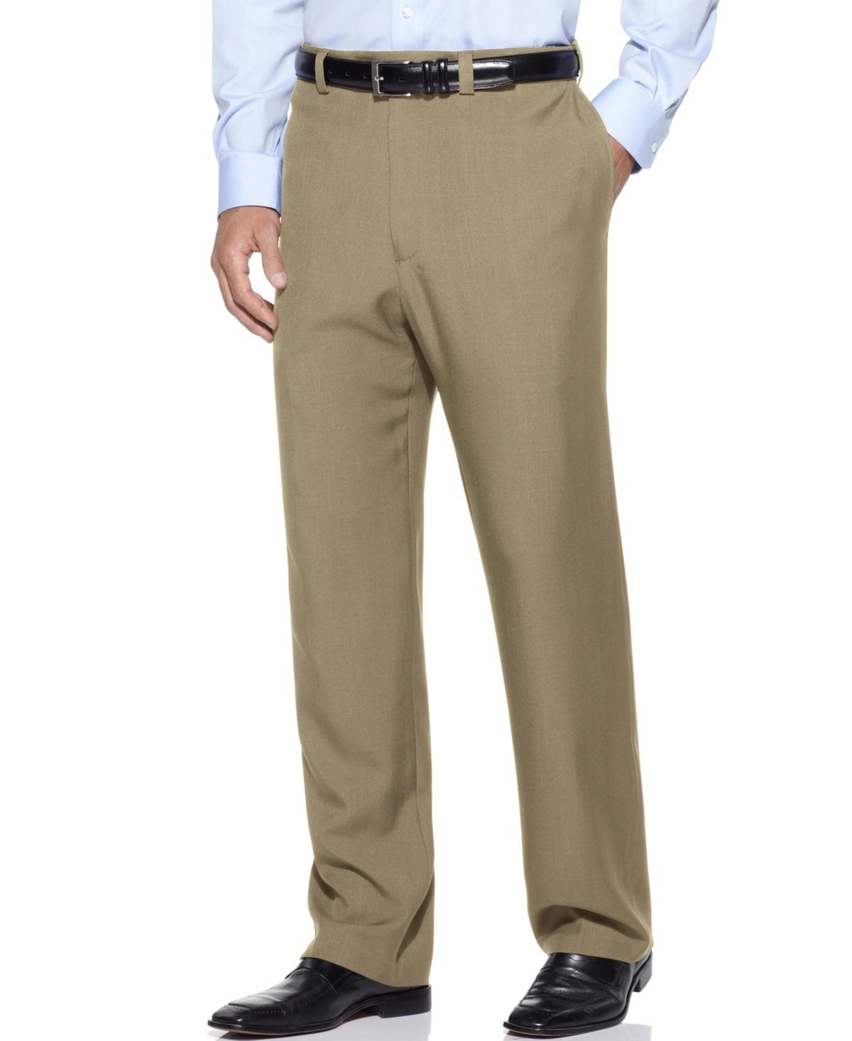 Mens Haggar eCLo Stria Classic-Fit Flat-Front Dress Pants Product Image