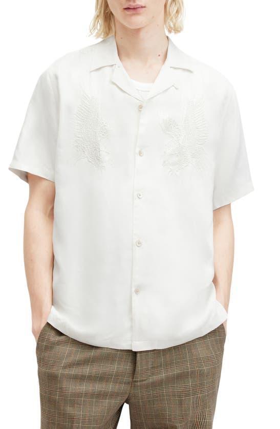 ALLSAINTS Aquila Embroidered Relaxed Fit Shirt In Avalon White Product Image