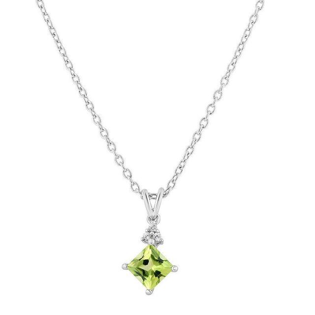 Sterling Silver Peridot & White Topaz Pendant, Womens Product Image