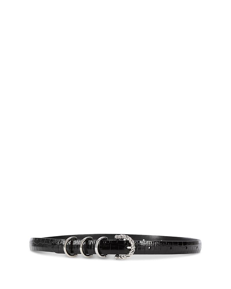 The Kooples Womens Thin Croc Embossed Belt Product Image