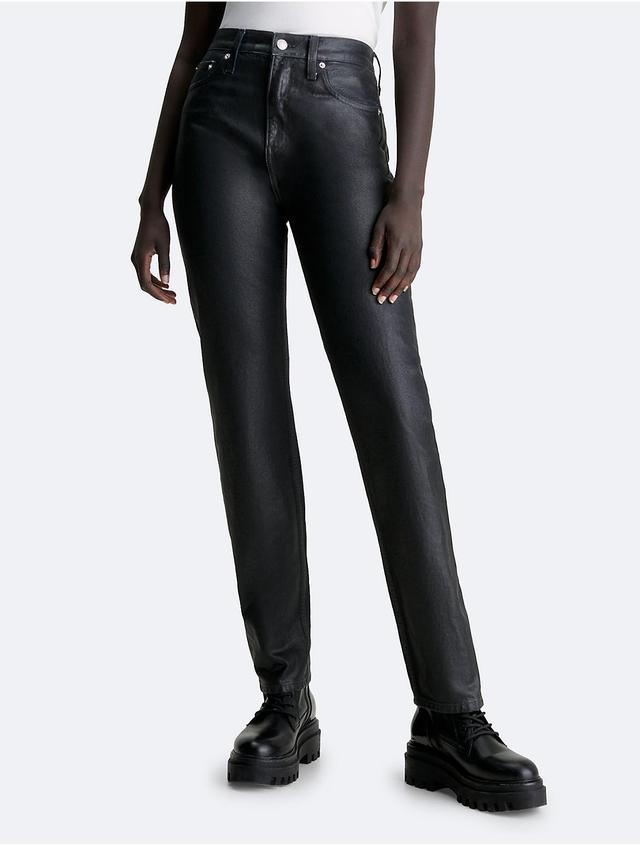 Calvin Klein Womens Authentic Slim Straight Fit Jeans - Black - 31 Product Image