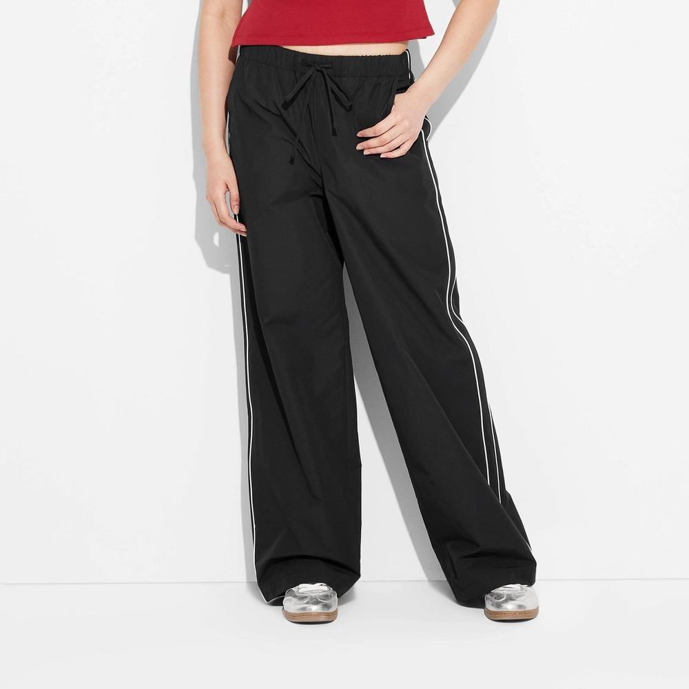 Women's Game Day Mid-Rise Wide Leg Track Pants - Wild Fable™ Black XXS Product Image