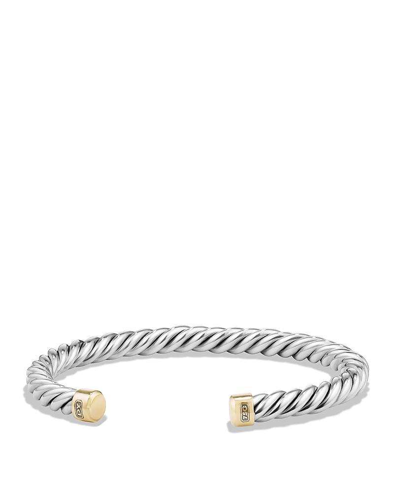 Mens Cable Cuff Bracelet In Sterling Silver With 18K Yellow Gold Product Image