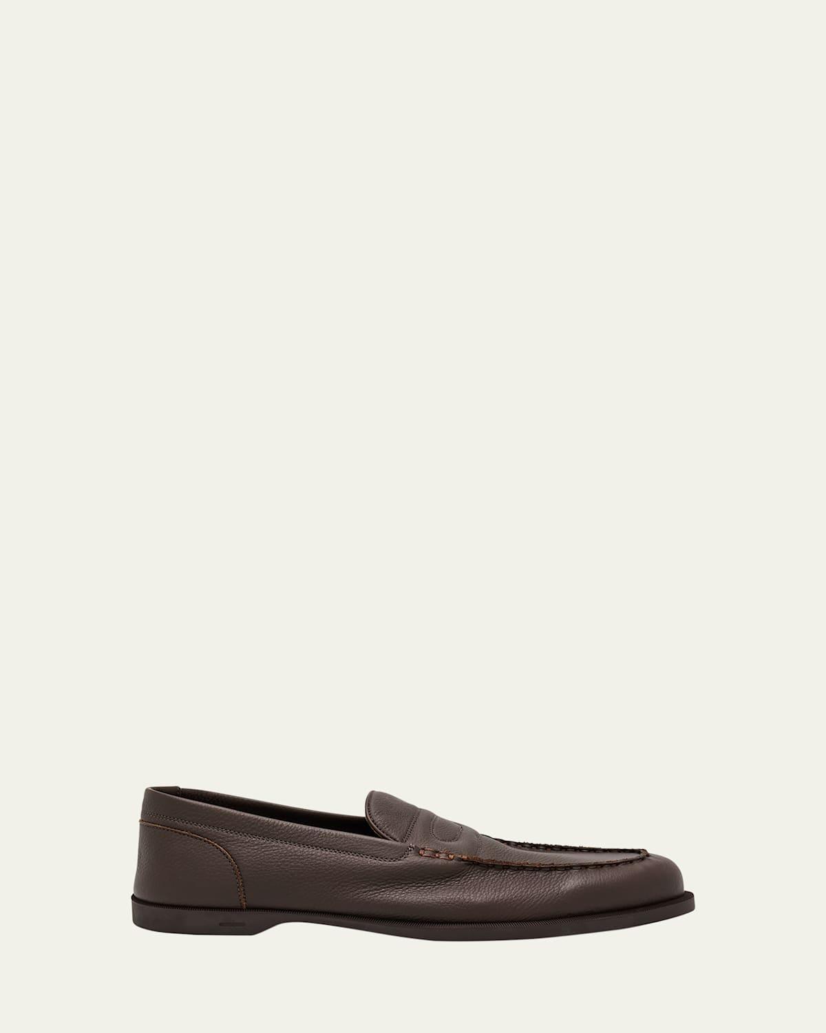 Mens Pace Grained Leather Penny Loafers Product Image