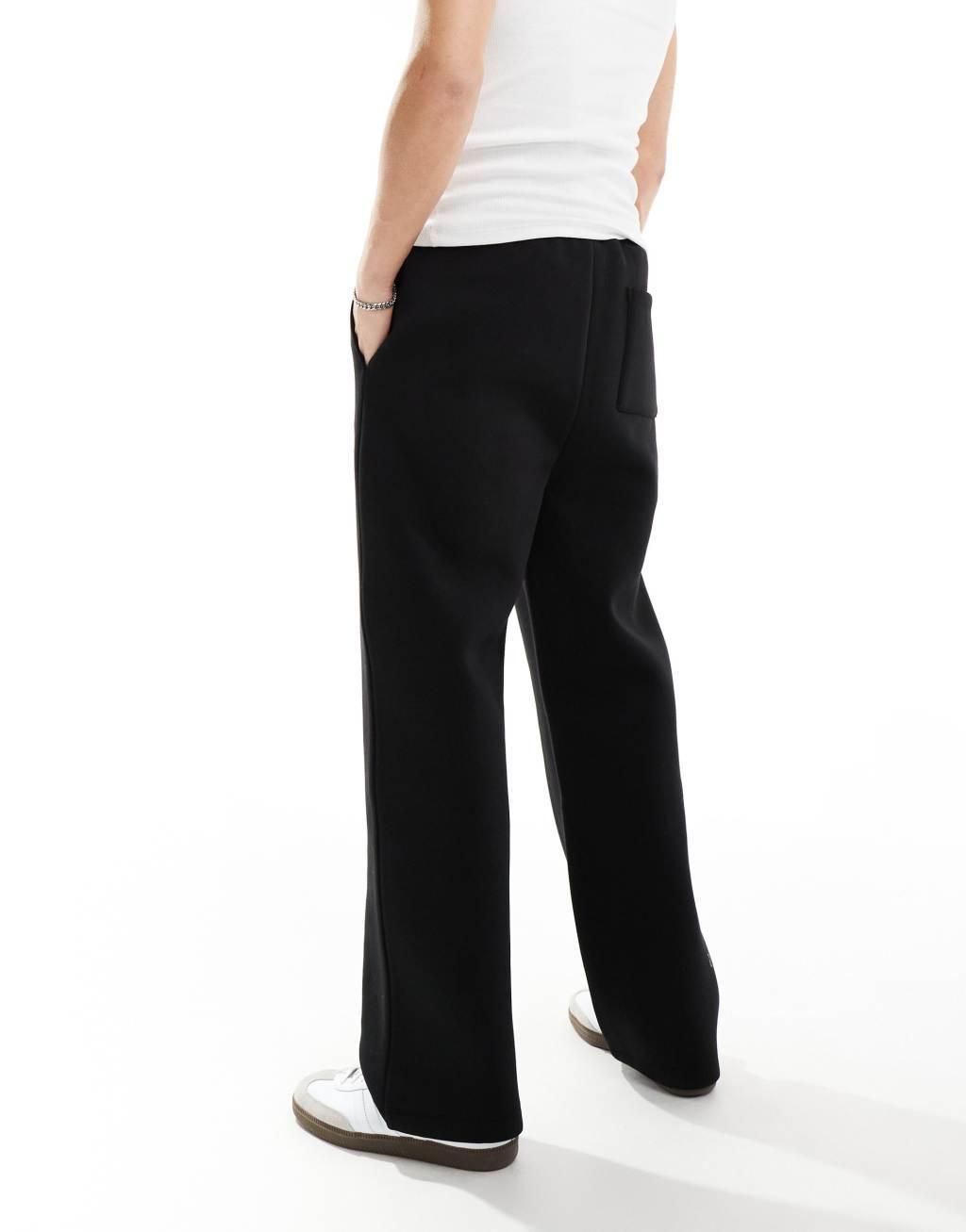 ASOS DESIGN wide leg scuba sweatpants in black Product Image