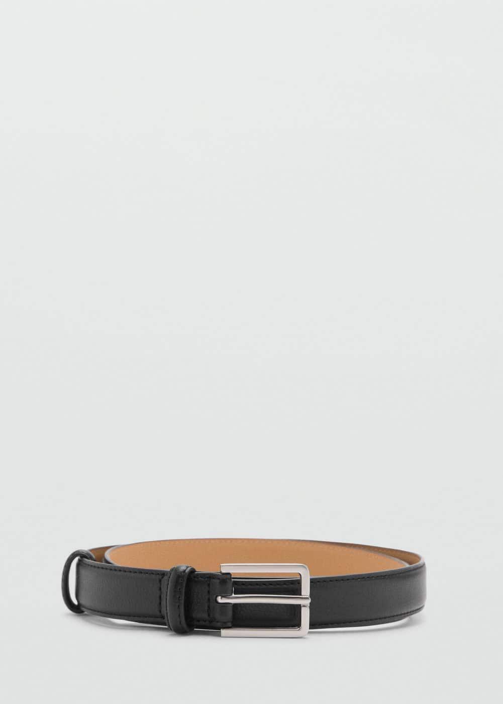 MANGO MAN - 100% tumbled leather belt blackMen Product Image