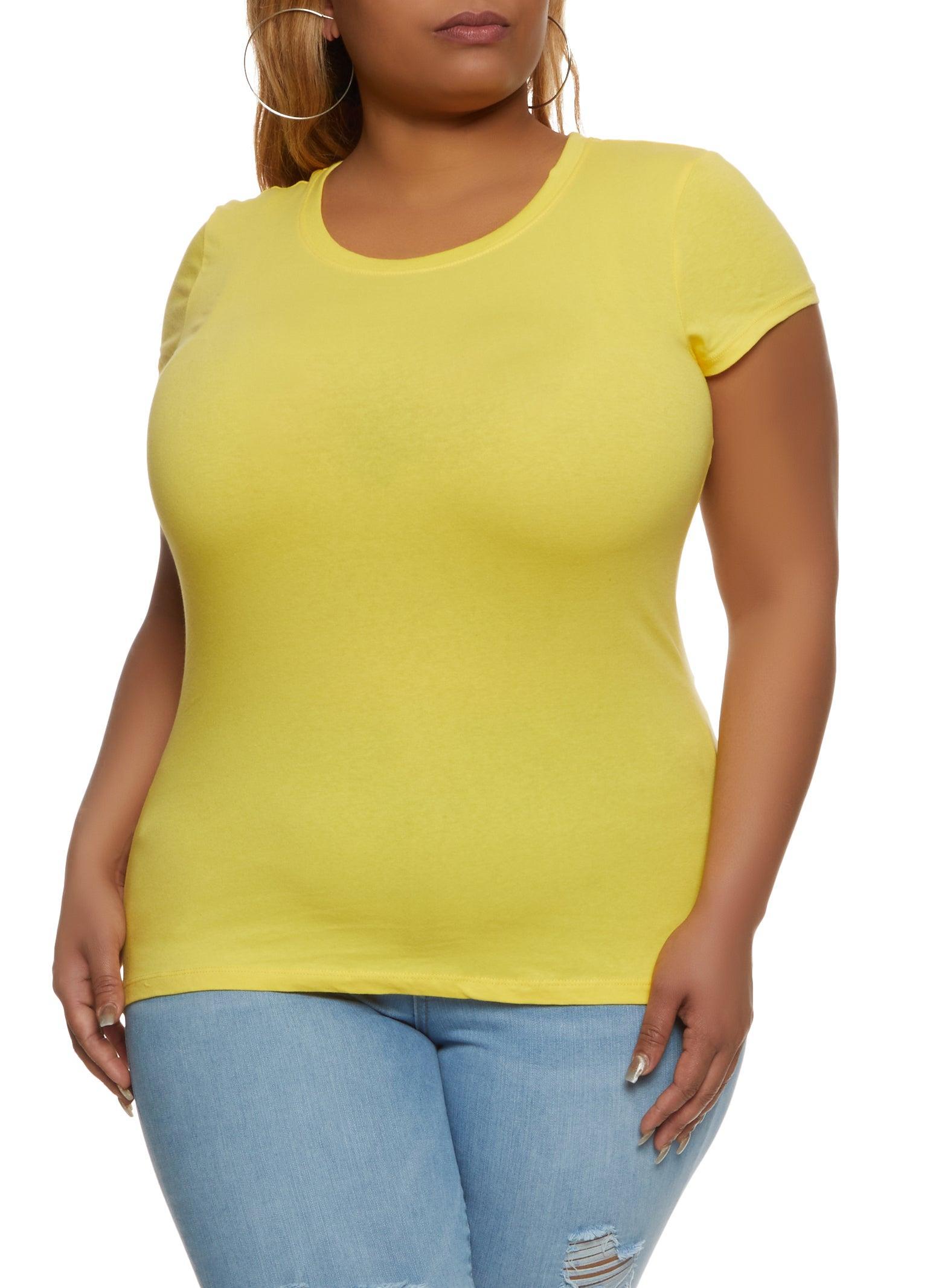 Womens Plus Size Basic Short Sleeve Crew Neck Tee Product Image