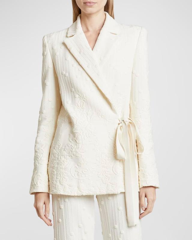 Embroidered Cady Wrap Blazer Product Image